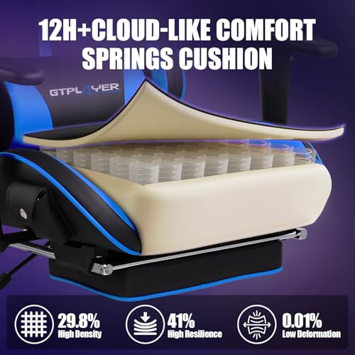 GTPLAYER Gaming Chair with Speakers, Music Gaming Recliner Chair for Adults and Kids, Height Adjustable Computer Game Reclining Chair with Footrest by GTRacing (Black)