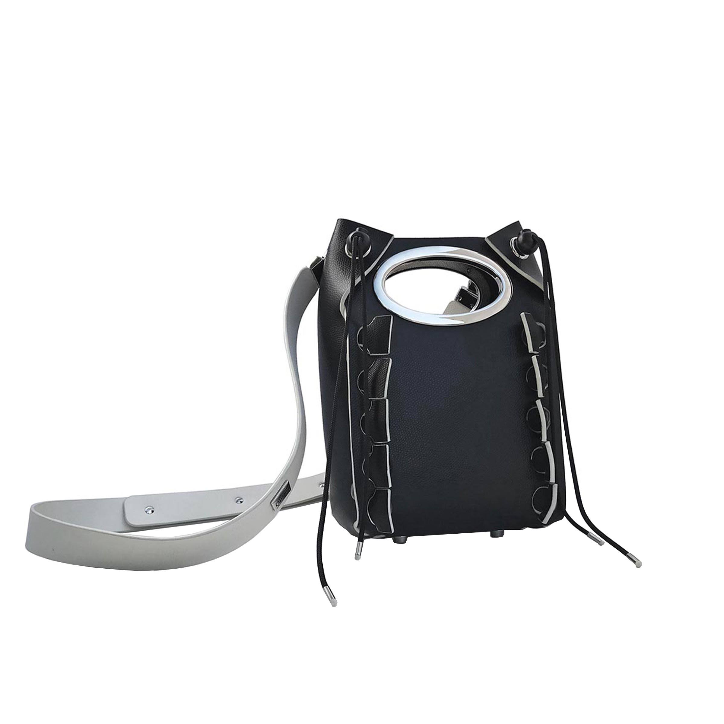 Leather Shoulder Bag Flask, Black