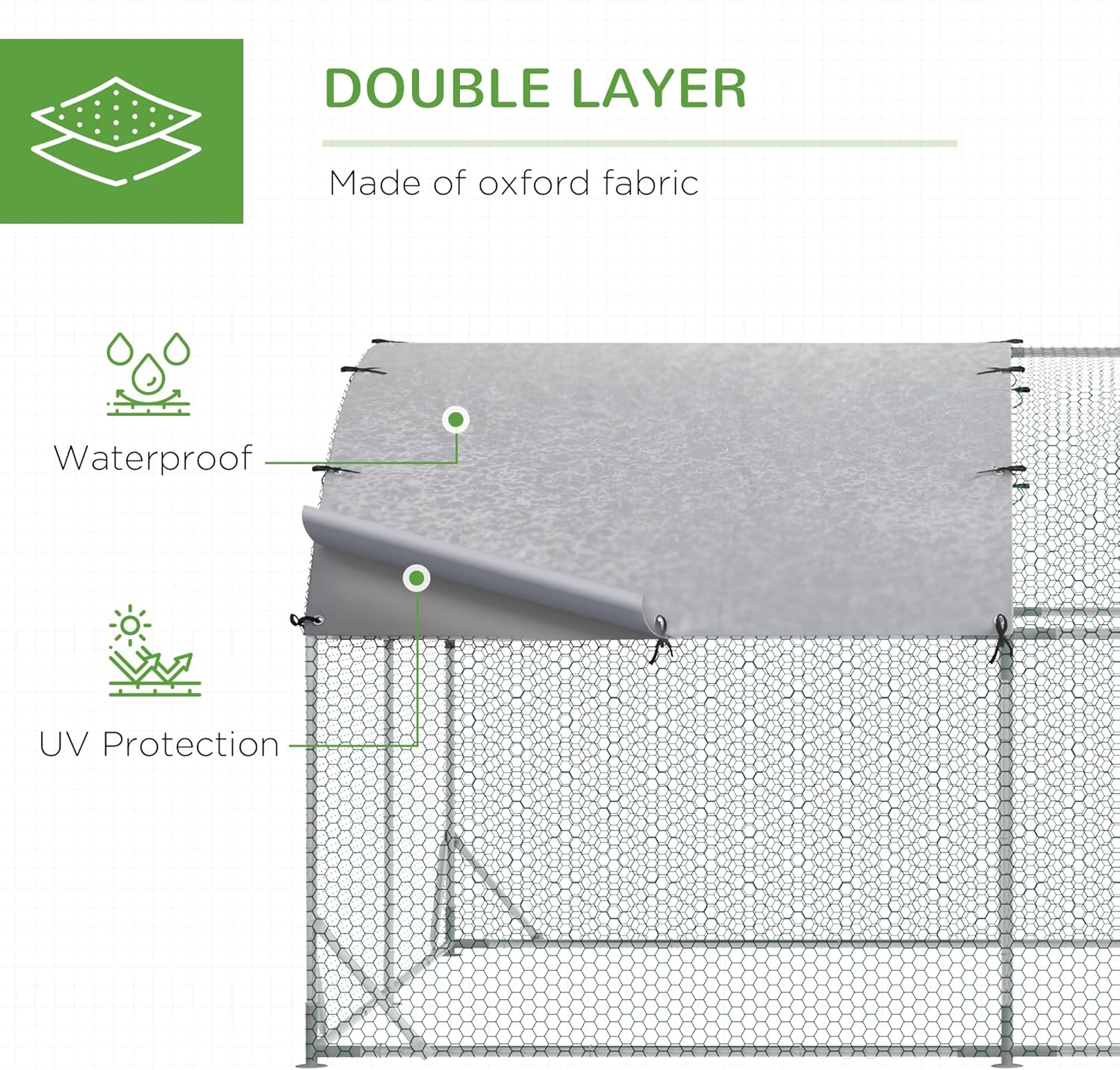 PawHut Chicken Run Large Metal Chicken Coop with Waterproof and Anti-UV Cover, Dome Shaped Walk-in Fence Cage Hen House for Outdoor and Yard Farm Use, 1" Tube Diameter, 9.2' x 24.9' x 6.5'