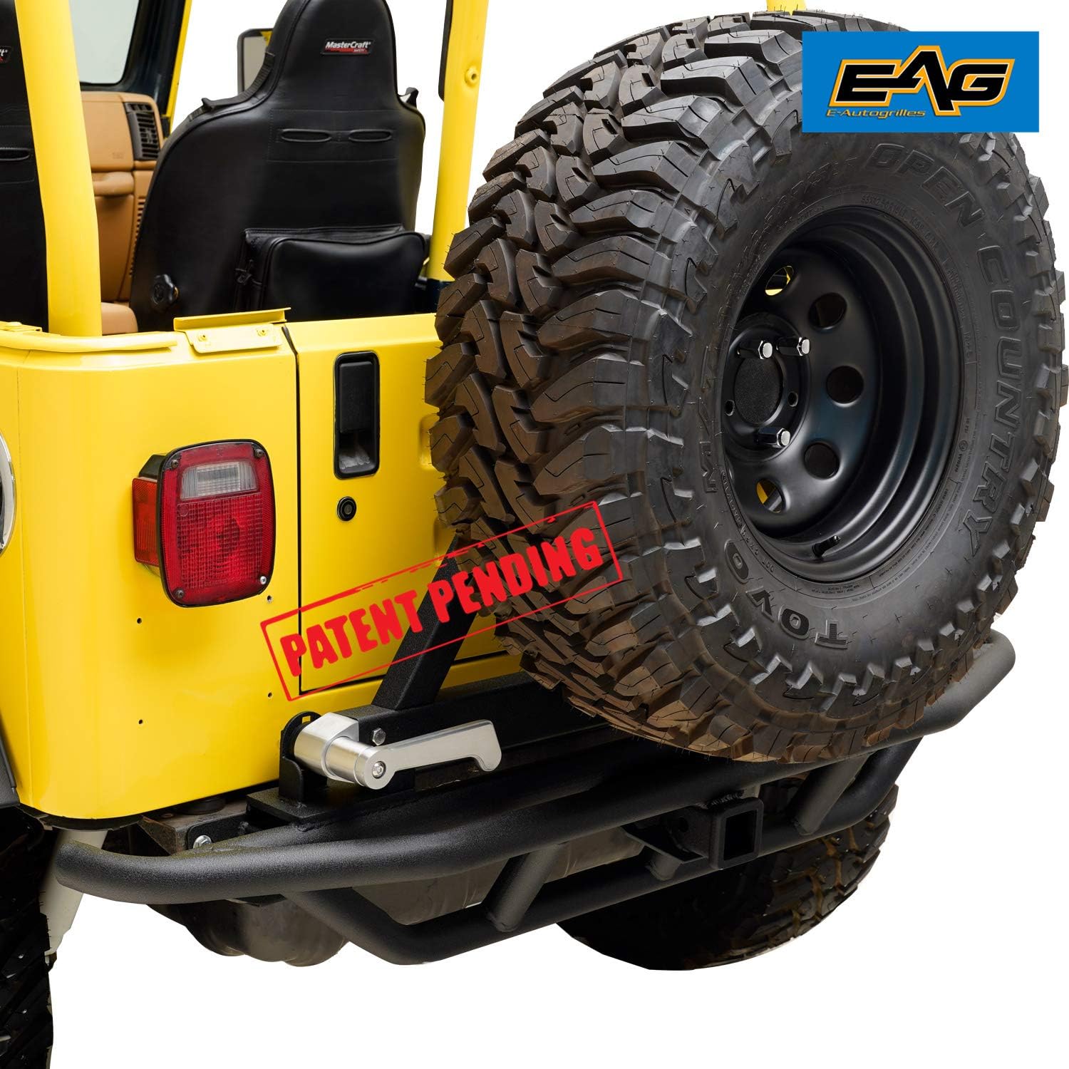 EAG Tubular Rear Bumper with Tire Carrier Black Fit for 87-06 Wrangler TJ YJ