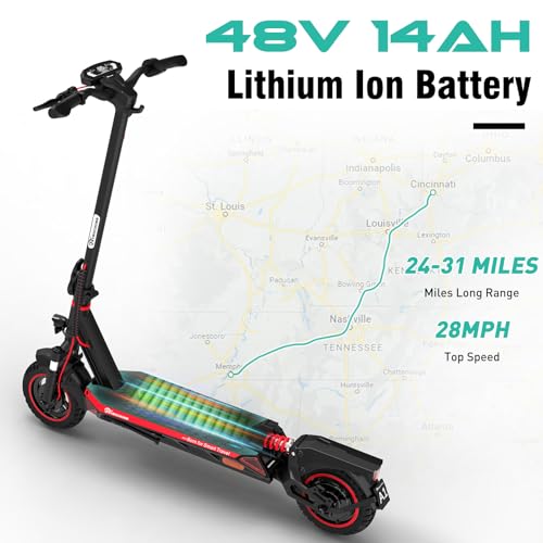 EVERCROSS A1 Electric Scooter for Adults - 800W Portable Commuting Scooter with Double Braking System, Dual Suspension and 10'' Honeycomb Solid Tires, Up to 31 Miles Long Range & 28 Mph…