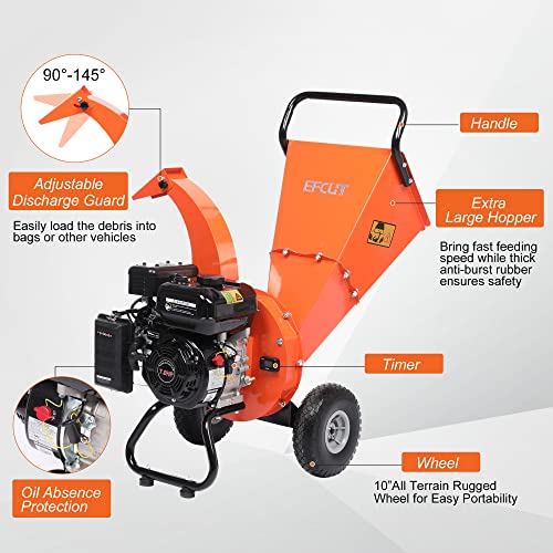 C30 Wood Chipper Shredder Mulcher 7 HP 212cc Heavy Duty Rotor Engine Gas Powered 3 inch Max Wood Diameter Capacity 20:1 Reduction Ratio
