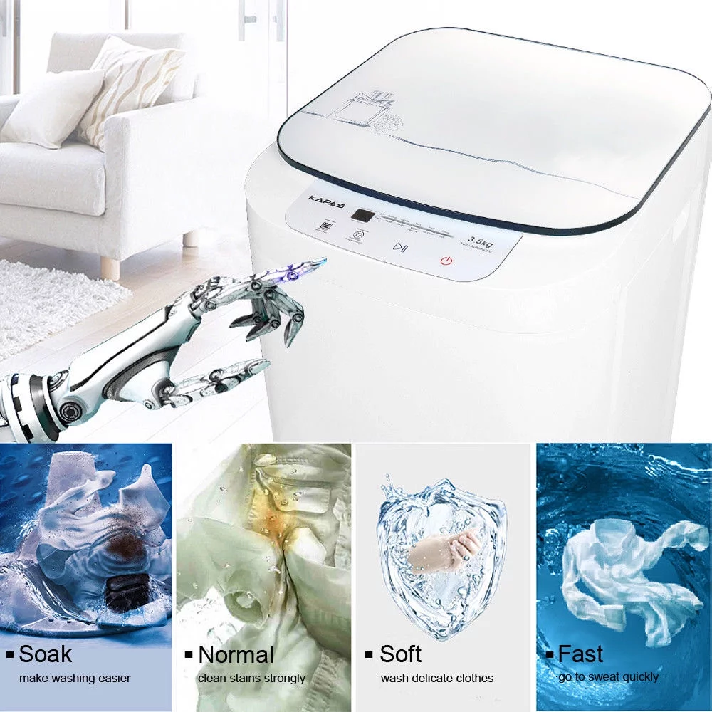 Compact Washing Machine, KAPAS Fully Automatic 2-in-1 Washer & Spin Dry Machine with 8 lbs Capacity Top Load Tub Washer