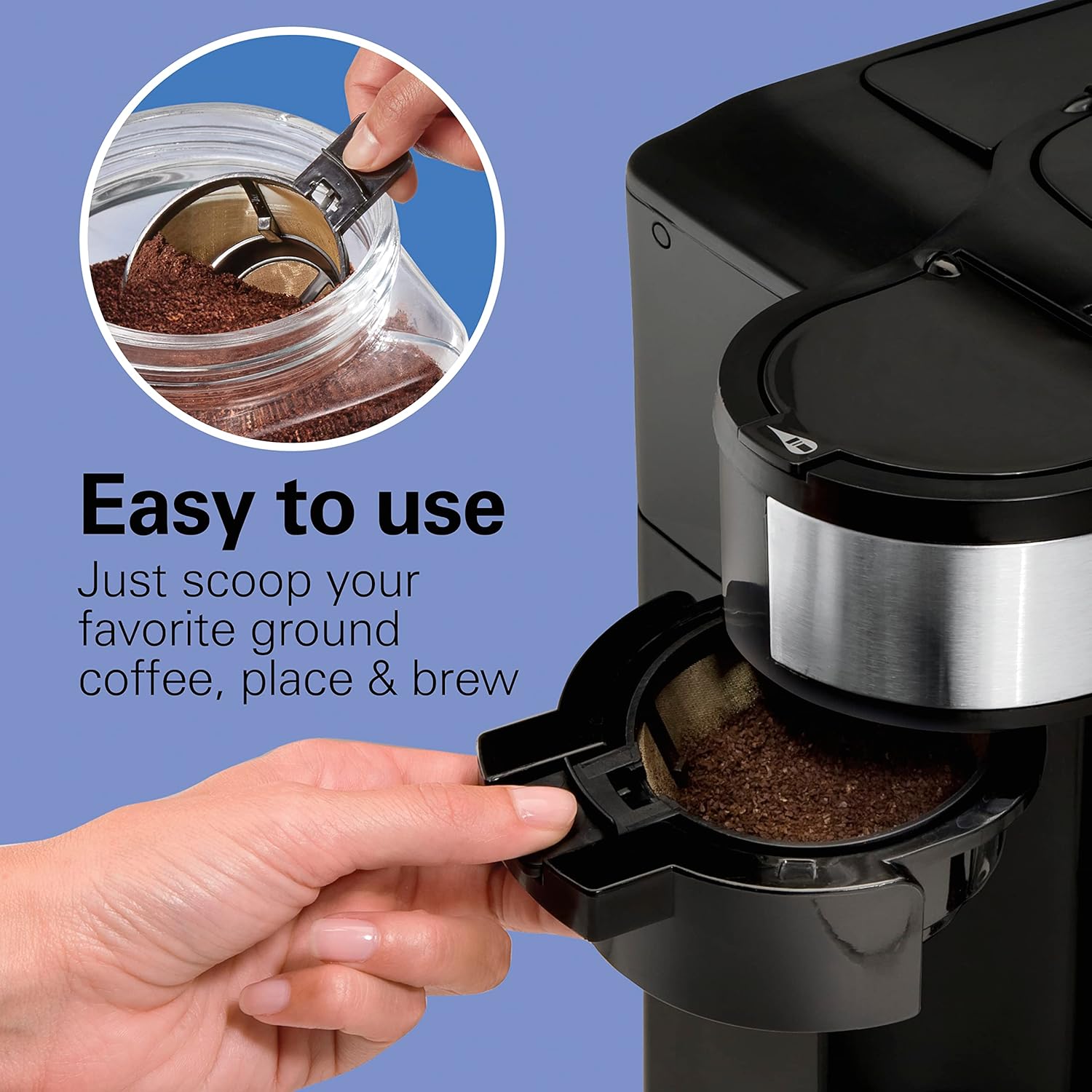 Hamilton Beach FlexBrew & 2-Way Programmable 12c Coffee Makers, Single Serve & 12 Cup, Compatible with K-Cup Pods or Grounds, Fast Brewing (49902, 49980R)