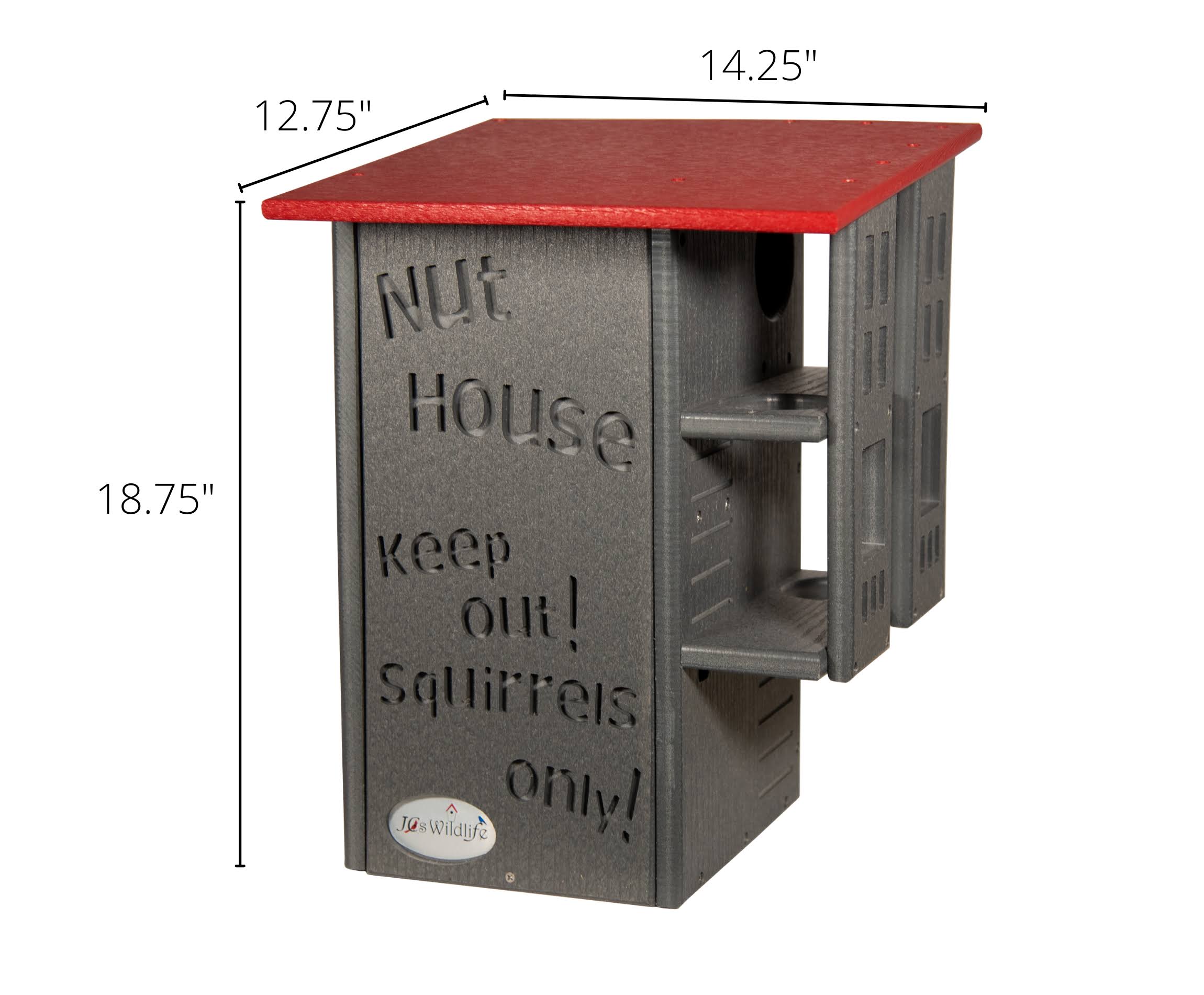 JCS wildlife Ultimate Squirrel House Nesting Box Gray/Cardinal Red