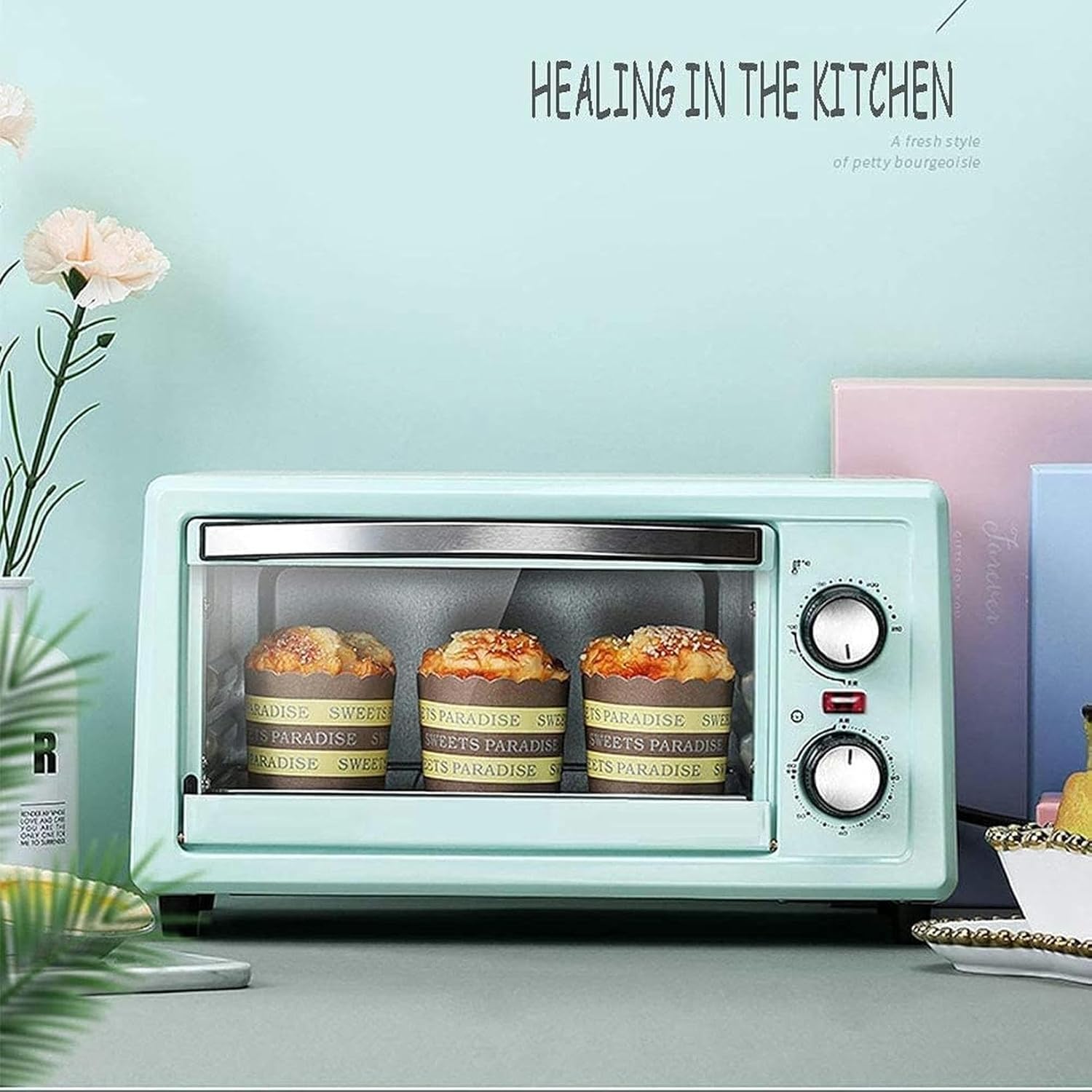 11 -Liter Electric Oven, Stainless Steel Convection Countertop Oven, Mini Multifunction Mini (mint Green)