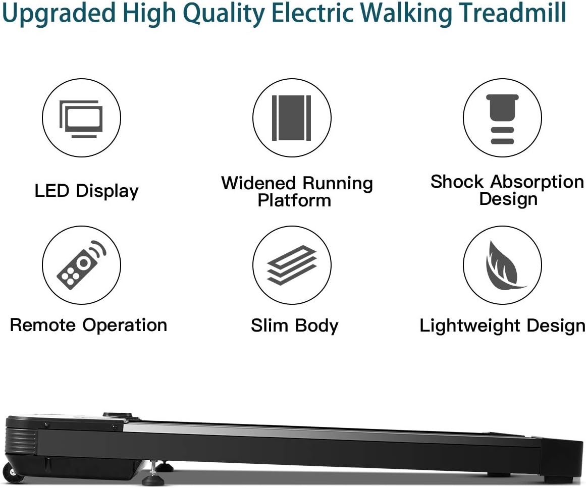 Goplus Under Desk Treadmill, Superfit Electric Treadmill Walking Pad with Touchable LED Display and Wireless Remote Control, Built-in 3 Workout Modes and 12 Programs, Running Jogging for Home Office