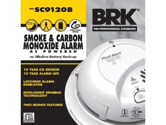 First Alert Brk SC9120B (10pack) Smoke u0026 Carbon Monoxide Detector w/ Batt Backup