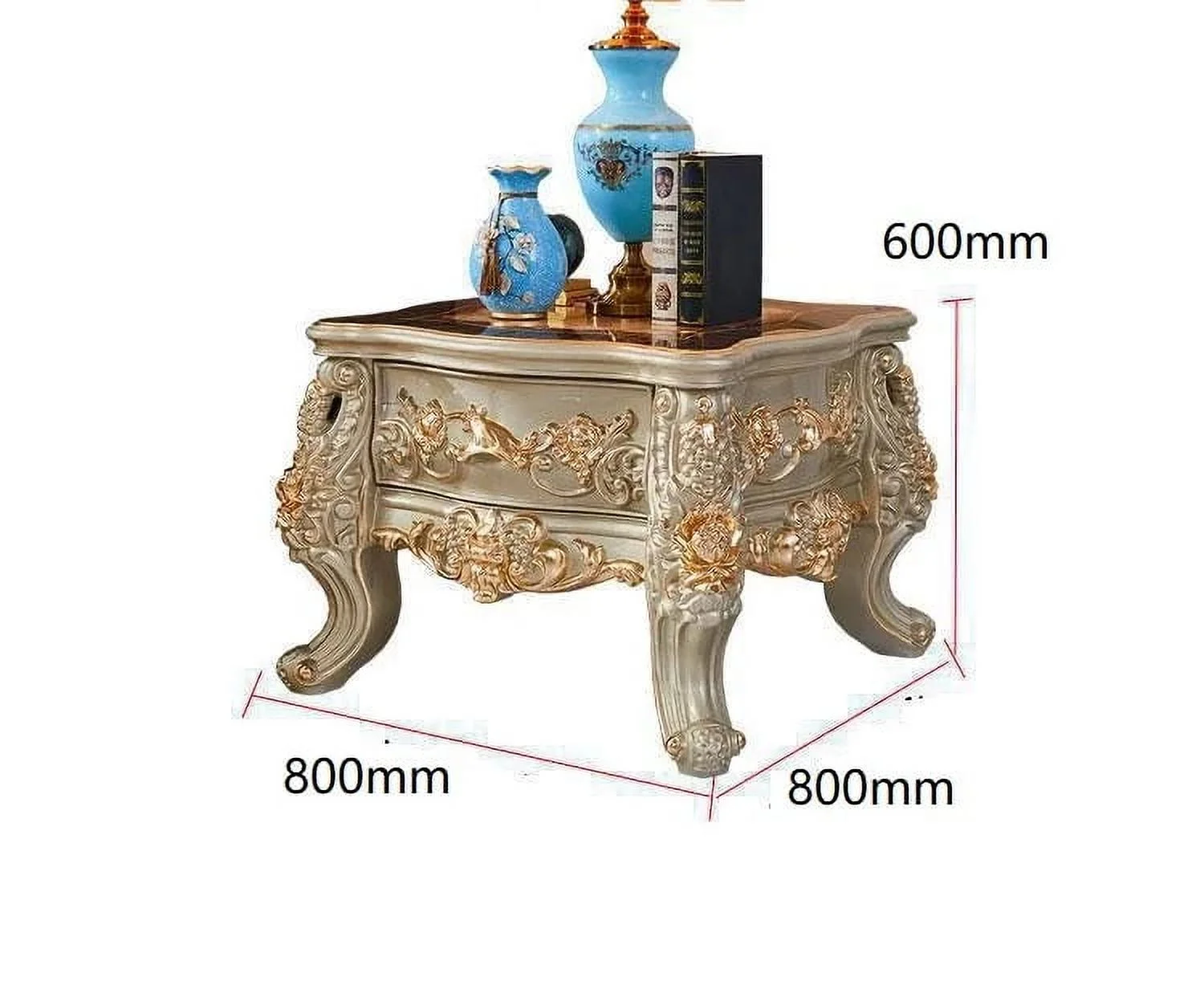 European style villa solid wood tv cabinet living room furniture oak carved golden luxury center table TV cabinet combination