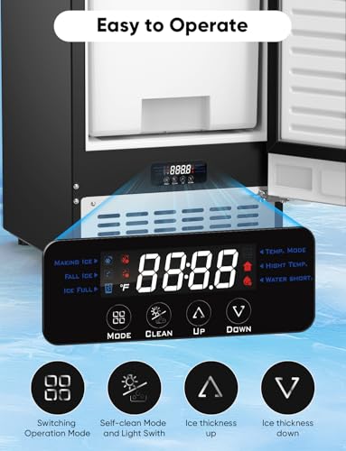 Coolski 80Lbs/ Day Commercial Under Counter Ice Maker Machine, Stainless Steel Built-in Freestanding Ice Maker with 30LBS Ice Storage, Perfect for Commercial & Home Use, Gravity Drainage