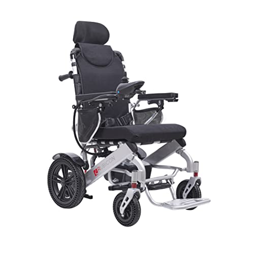 Rubicon DX11 - Reclining Foldable Electric Wheelchairs for Adults - Longest Range 25 Miles of Freedom: Airline Approved Deluxe Electric Wheelchair with Dual 12AH Lithium Batteries, 600W Motor (Model4)