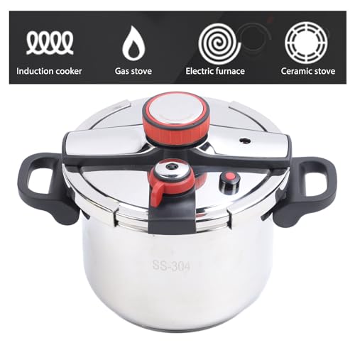 Stainless Steel Pressure Cooker, 2 Gear Pressure Cooking Pot Stainless Steel Pressure Canner with Foldable Handle Universal Pressure Cooking Pot for Induction Gas Stove Open Flame