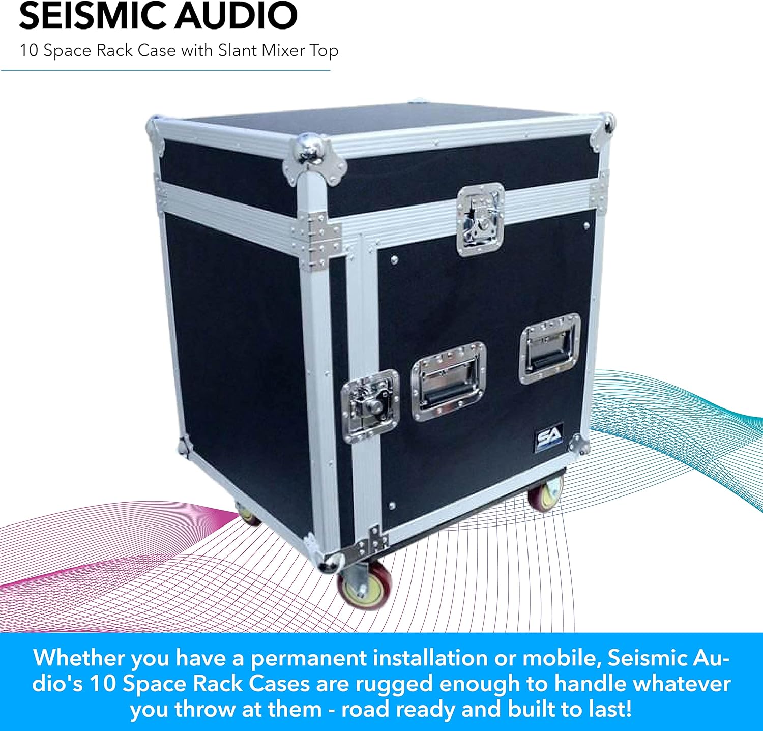 Seismic Audio - SAMRC-10U - 10 Space Rack Case with Slant Mixer Top and Casters - PA/DJ Pro Audio Road Case