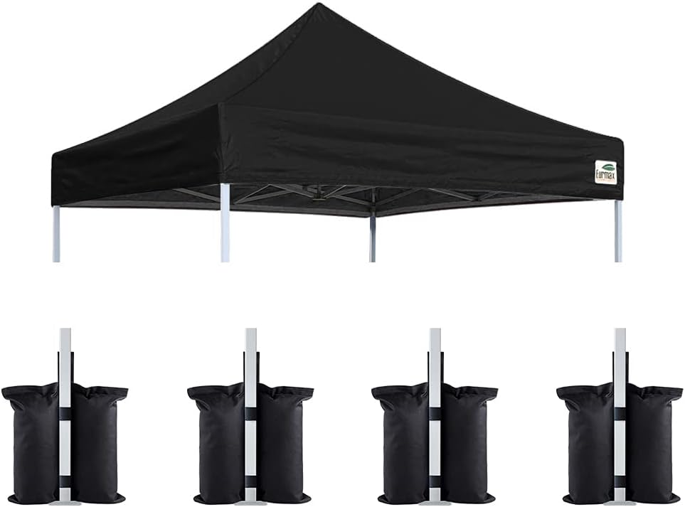 Eurmax 10x20 Pop Up Canopy Replacement Canopy Tent Top Cover, Instant Ez Canopy Top Cover ONLY, Choose 30 Colors,Bonus 4PC Pack Canopy Weight Bag (White)