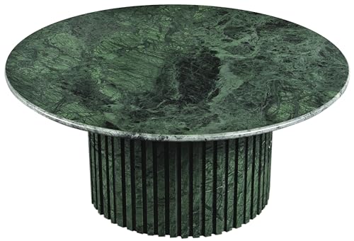 Meridian Furniture Genoa Collection Art Deco Coffee Table with Handcrafted Marble, 36" W x 36" D x 16" H, Green