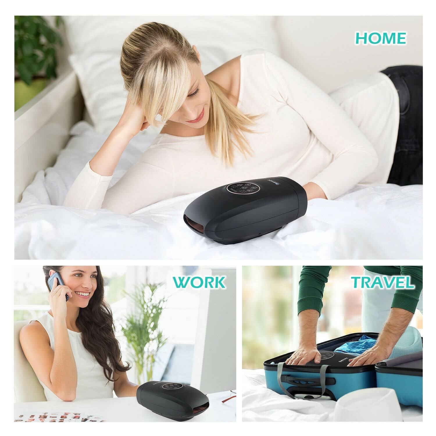 Cordless Air Compression Hand Massager with Heat - Black