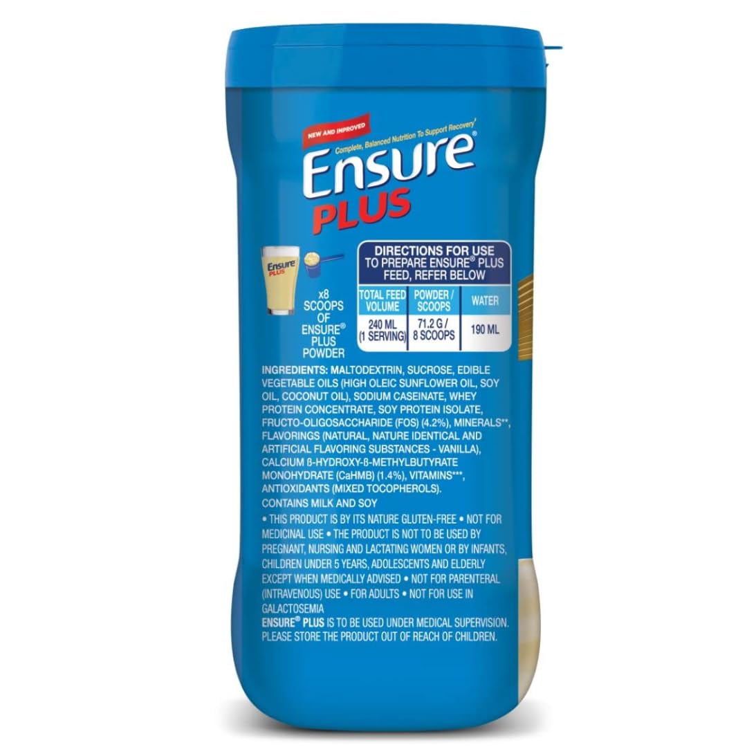 Ensure Plus Powder Complete Balanced Nutrition Vanilla Flavor 400gm Jar -10 count