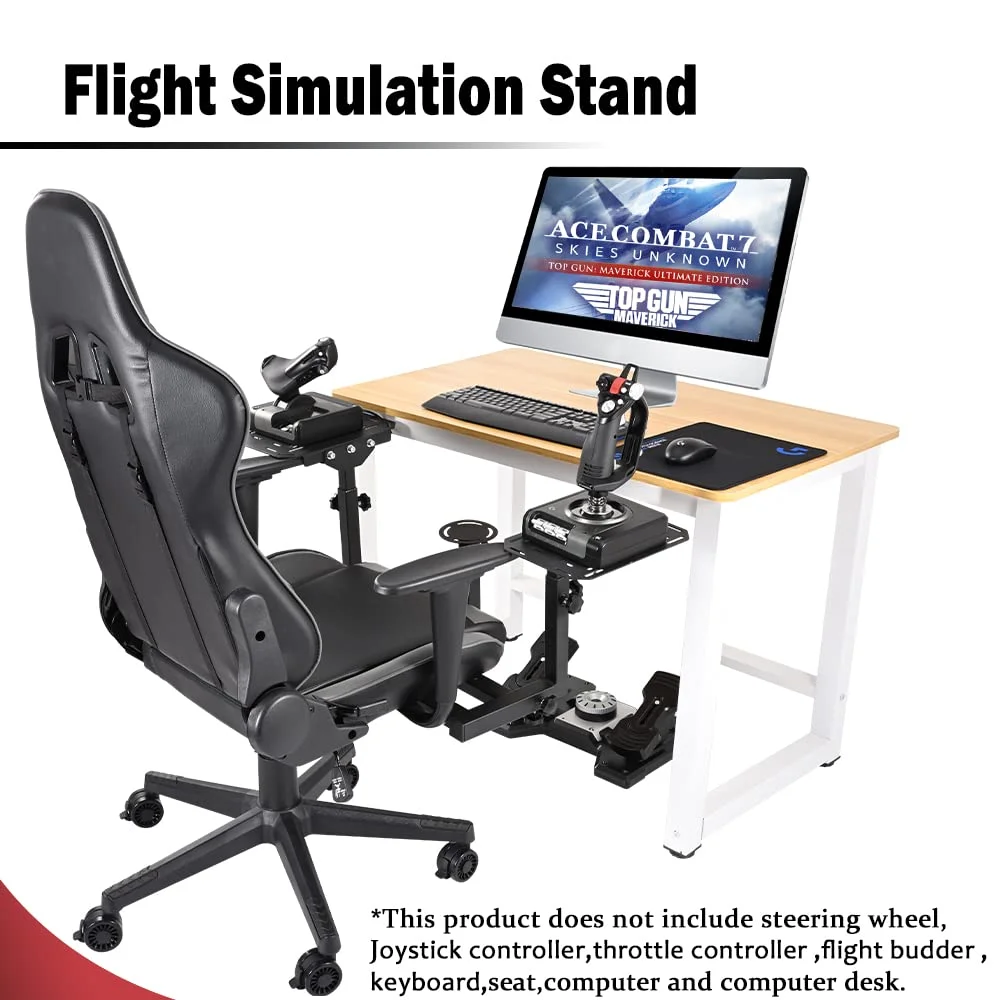 Supllueer Flight Sim Stand with Gaming Seat Fit Thrustmaster A10C Hotas Warthog Logitech X52