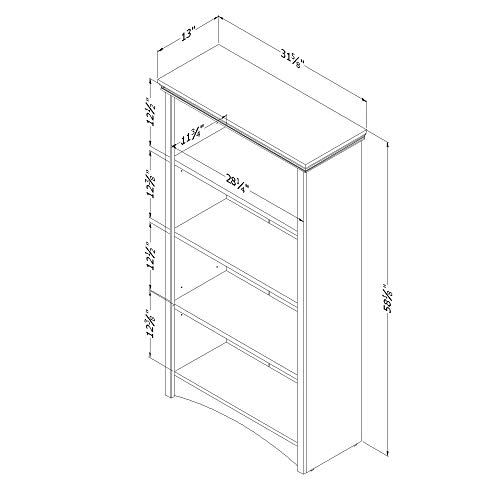 South Shore Artwork 4-Shelf Bookcase, Gray Maple