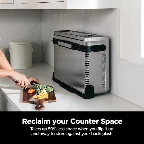 Ninja Digital Air Fry Countertop Oven, 8-in-1 Functionality, 1800W, Flip-Up Design, XL Capacity, Air Fry Basket, Wire Rack & Crumb Tray, Silver, SP101