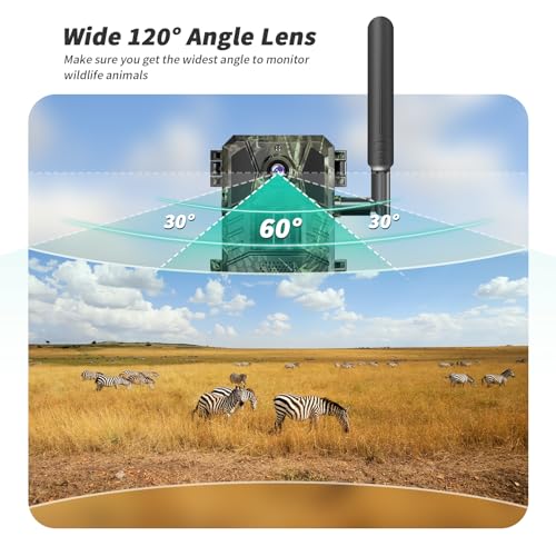 SEHMUA 4G LTE Cellular Trail Cameras 3rd Gen with Live Streaming, Cellular Game Camera Built-in SIM Card Phone Remote Access Solar Trail Camera with Motion Activated 0.2s Trigger Time IP66 Waterproof