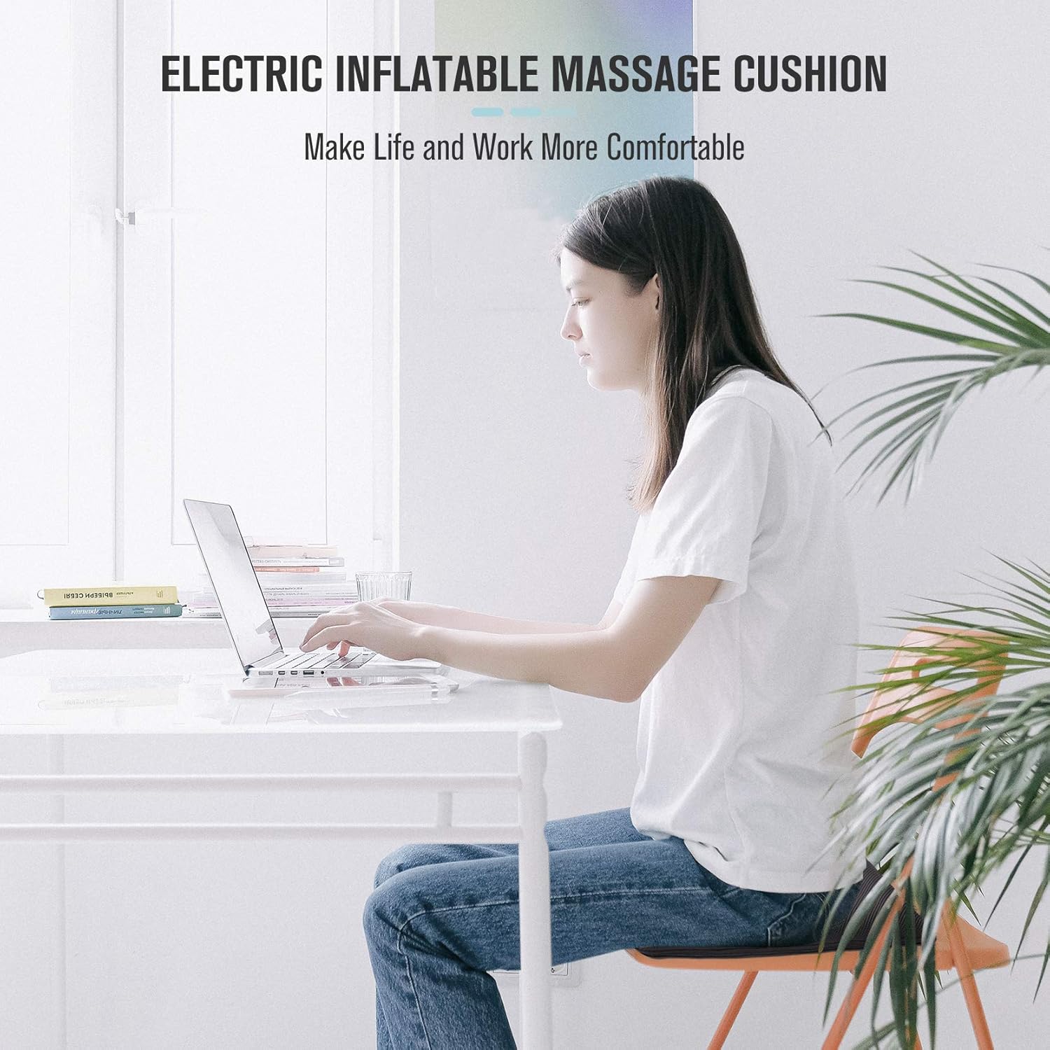 FIT KING Rechargeable Electric Inflatable Air Seat Cushion with Massage Mode for Wheelchair Office Chair and Car Seat FT-039A