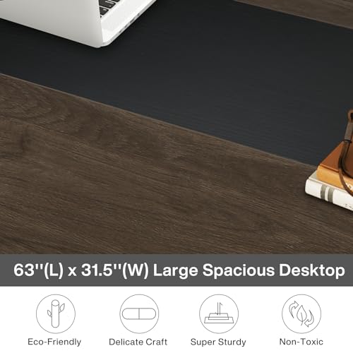 Tribesigns Modern Computer Desk, 63 x 31.5 inch Large Executive Office Desk Computer Table Study Writing Desk Workstation for Home Office, Spliced Desktop, White