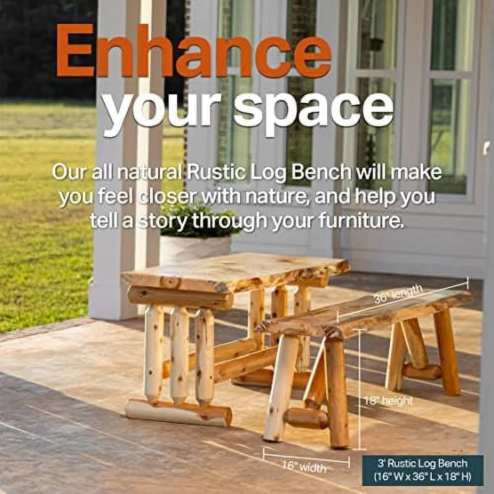 RUNFAYBIU SRL Rustic Logwerks Indoor Bench \u2014 Pine &amp; Cedar Wood Bench \u2014 Front Porch Decor \u2014 Live Edge Small Bench for Entryway  Garden &amp;  \u2014  Wooden Bench \u2014