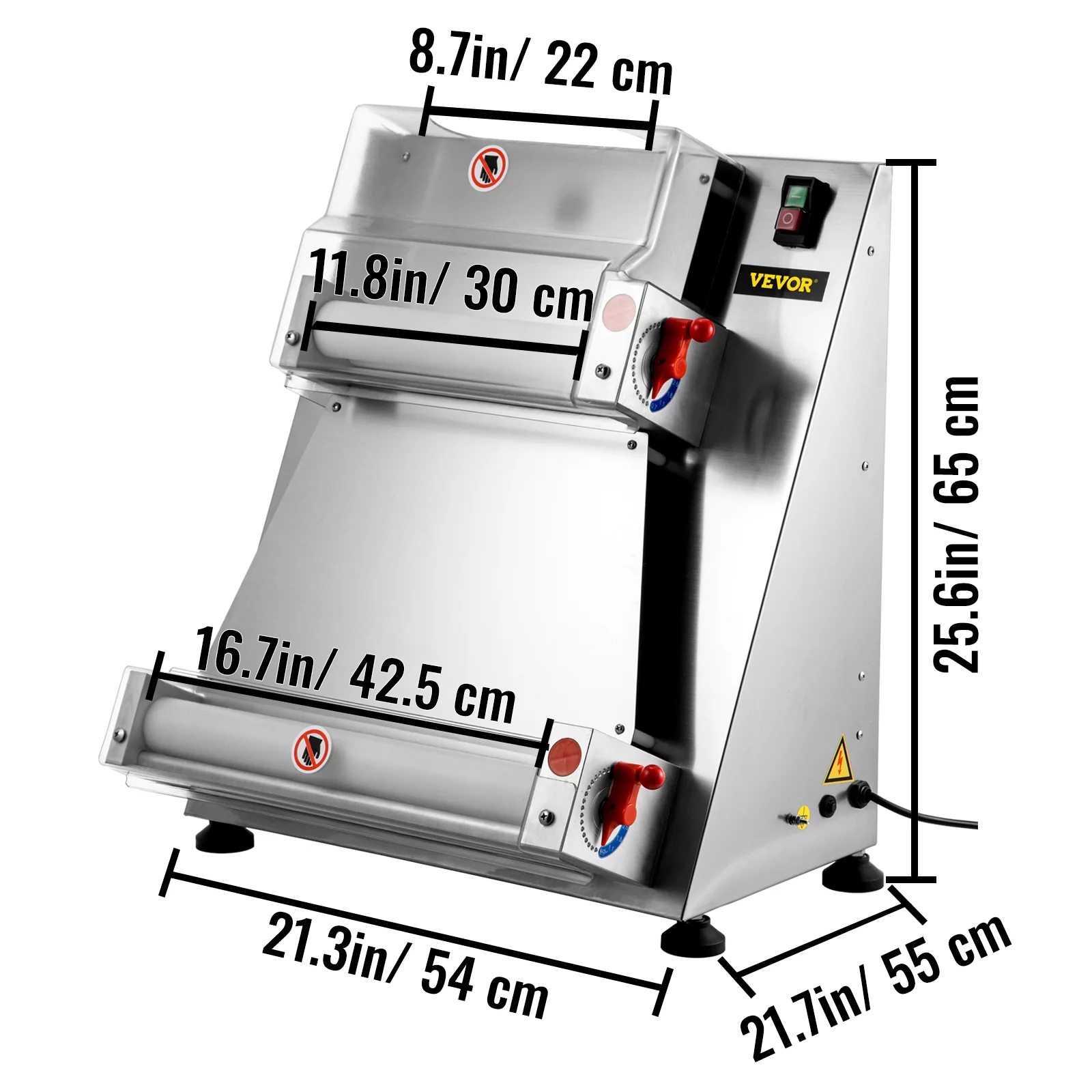 VEVORbrand Commercial Dough Roller Sheeter 15.7inch Electric Pizza Dough Roller Machine 370W Automatically Suitable for Noodle Pizza Bread and Pasta Maker Equipment