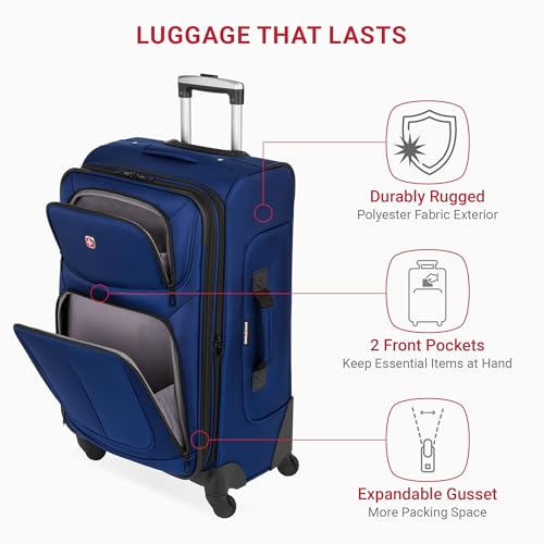 SwissGear Sion Softside Expandable Luggage, Black, Checked-Large 29-Inch