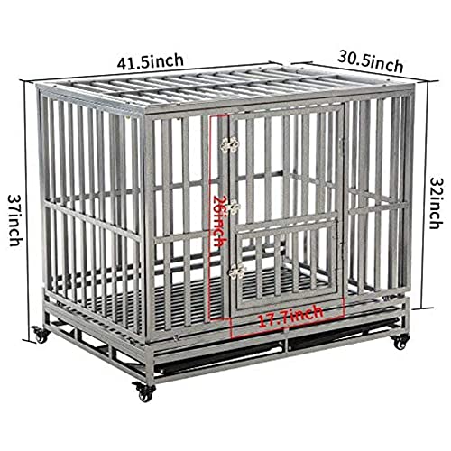 LUCKUP Heavy Duty Dog Cage Metal Kennel and Crate for Medium and Large Dogs, Pet Playpen with Four Wheels,Easy to Install,42 inch,Black