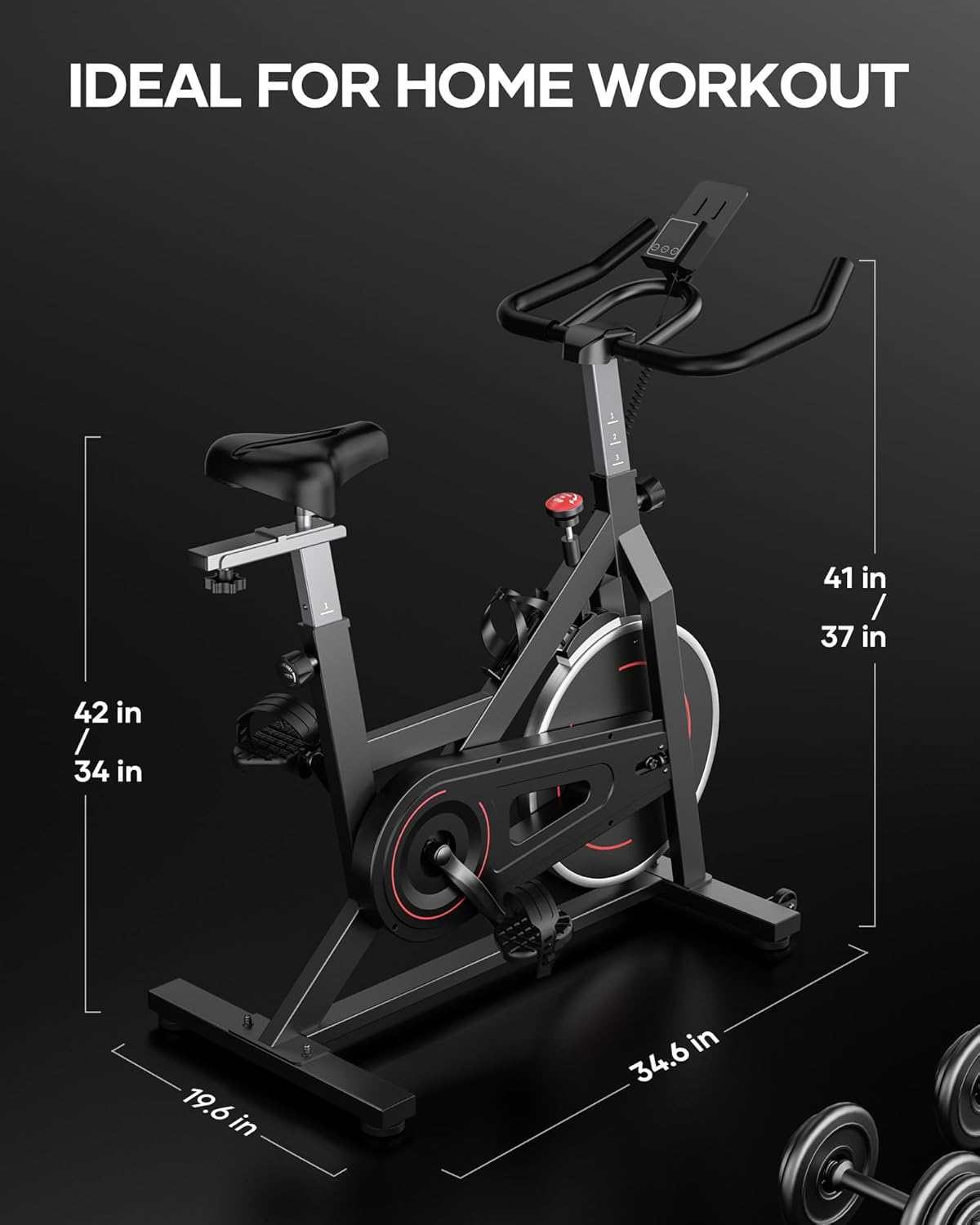Exercise Bike Stationary Bikes for Home Cycling Bike Indoor Bike with Resistance Comfortable Seat Cushion LCD Monitor Silent Belt Drive Heavy Flywheel 300lbs Weight Capacity