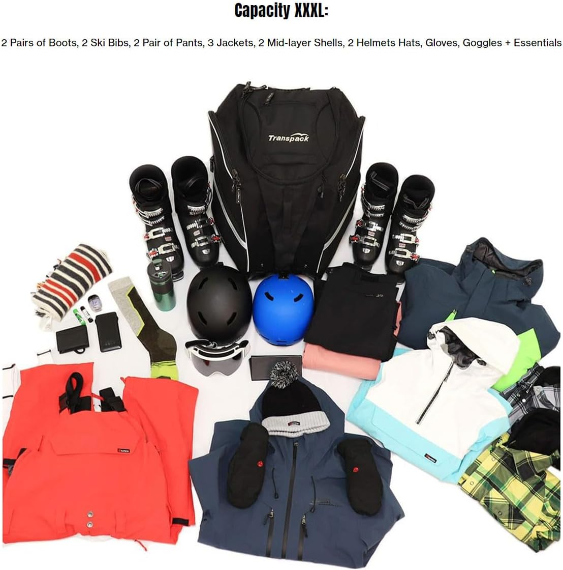 COMPETITION PRO Unisex Water-Resistant 80 L Ski/Snowboard Boot Helmet Goggles & Gear Backpack Bag