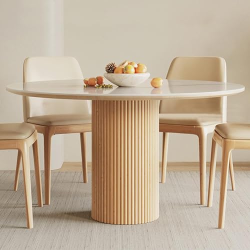 Pine Wood Round Dining Table,Farmhouse Kitchen & Dining Room Tables,Wooden Pedestal Table Leisure Coffee Table,Modern Dining Room Table for 2,4(27.6" L x 27.6" W x 29.5" H, Light Wood)