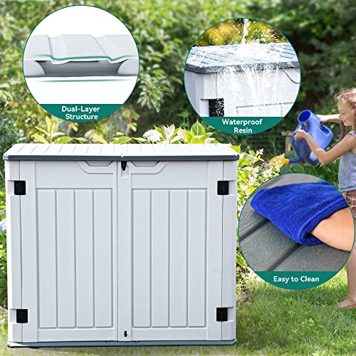 YITAHOME 8x6.2FT Outdoor Storage Shed w/o Floor, All-Weather Plastic Shed with Lockable Doors, Window & Vents, Plastic Tool Shed for Backyard, Patio, Poolside, Lawn, Gray