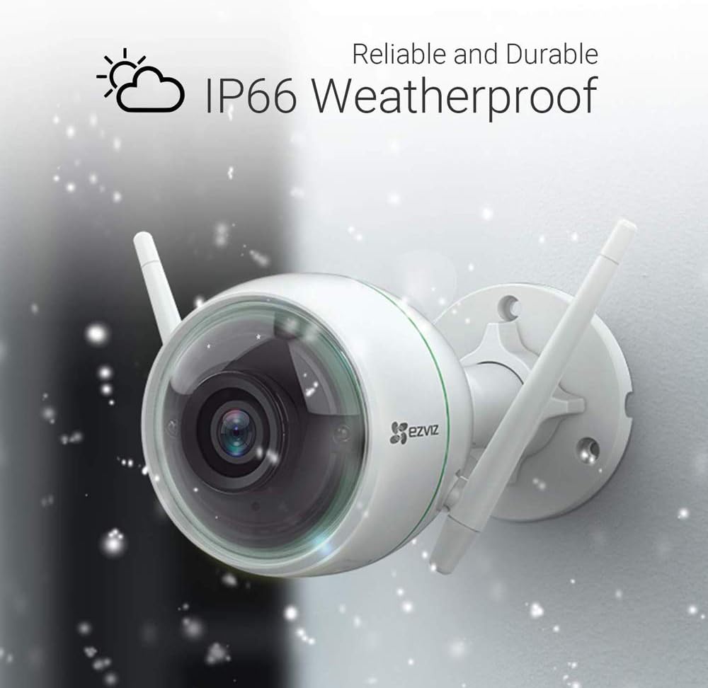 EZVIZ Security Camera Outdoor 1080P WiFi, 100ft Night Vision, Weatherproof, Smart Motion Detection Zone, 2.4GHz WiFi Only(C3WN, 3 Packs)
