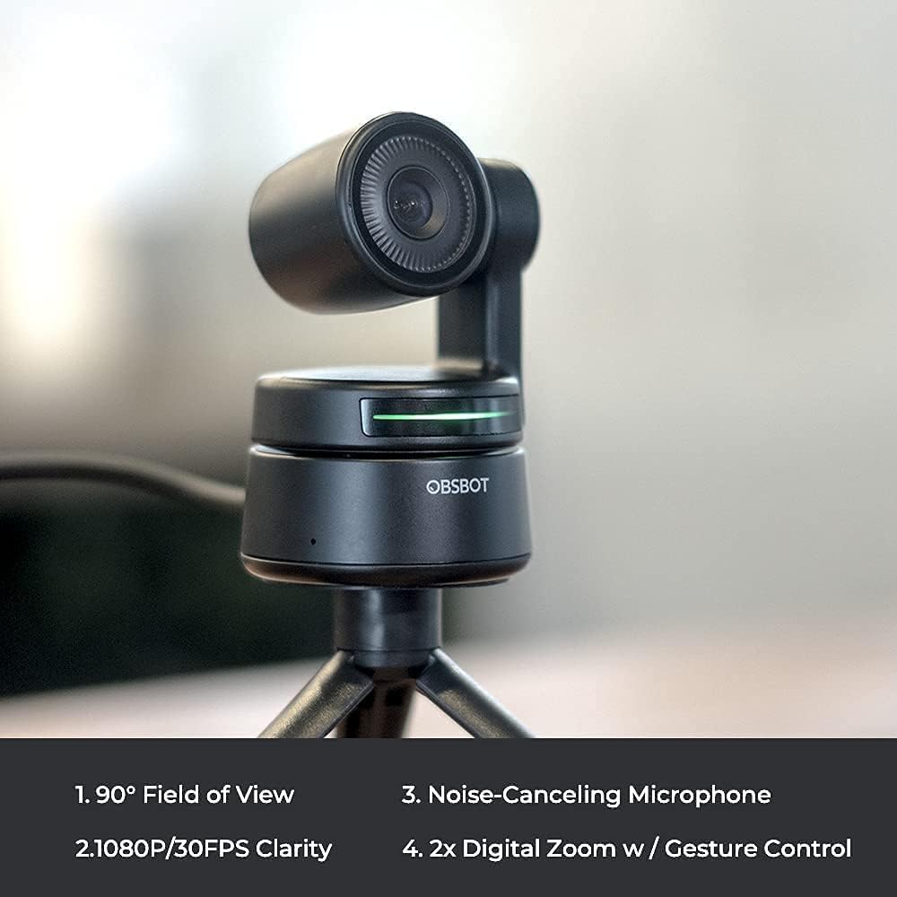 OBSBOT OWB-2004-CE Tiny AI-Powered PTZ Webcam 1080p HD Bundle with 1 YR CPS Enhanced Protection Pack