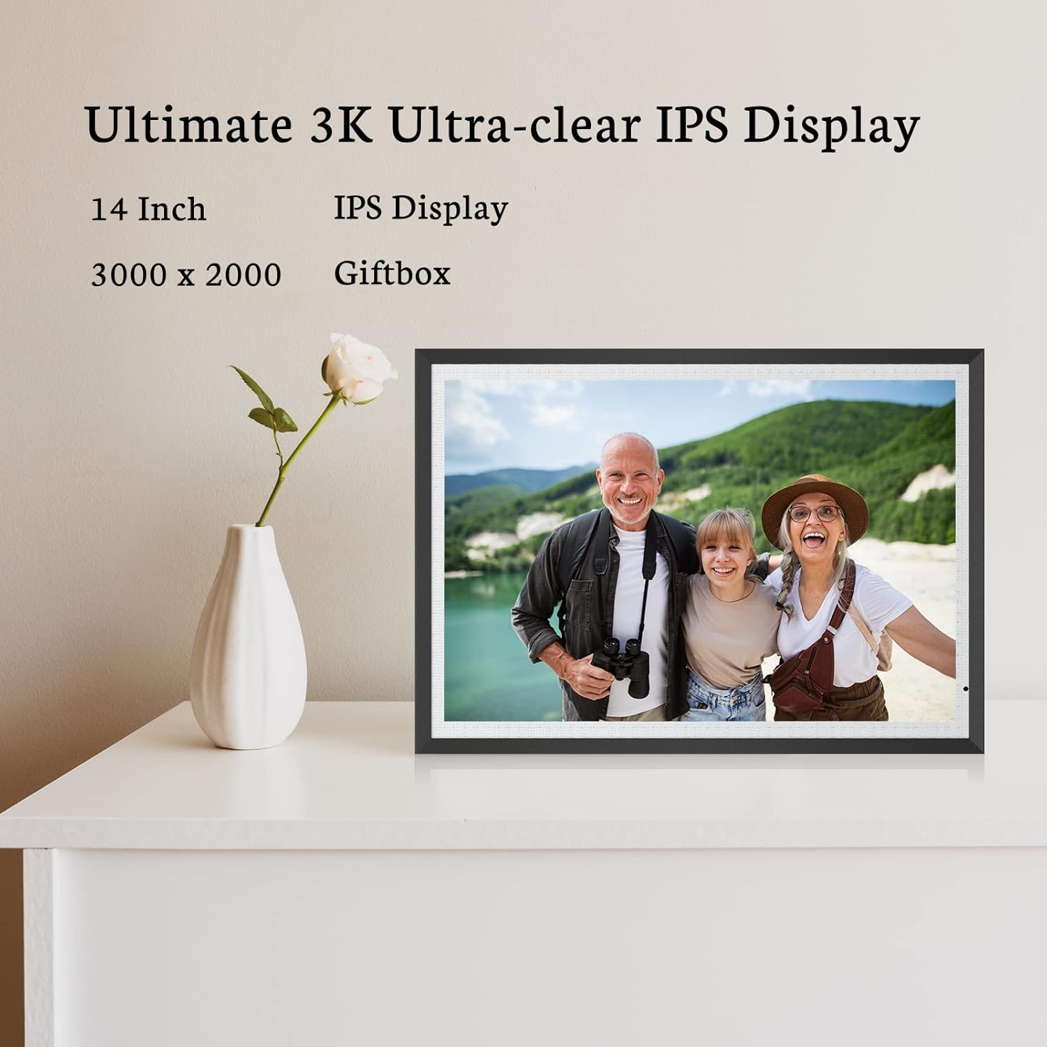 BSIMB Digital Picture Frame IPS Display, Wall-Mountable Electric Photo Frame with Remote Control, Place in Landscape&Portrait, Gift for Mother's Day