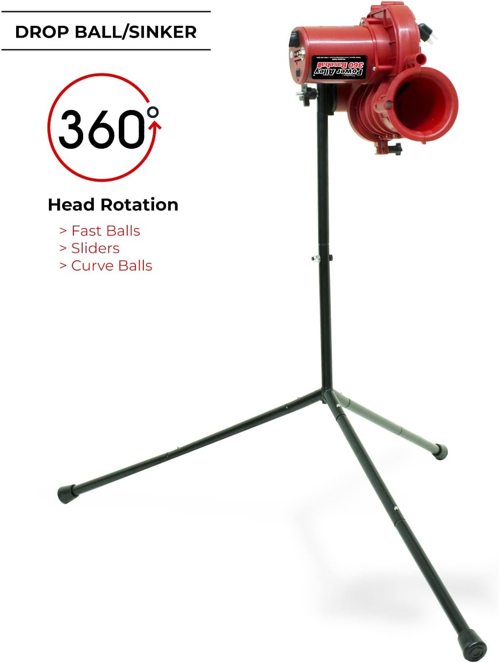 Heater Power Alley Lite 360 Baseball Pitching Machine, Pitches Lite Balls 40-80 MPH, Fastballs, Sliders, & Curves, Lightweight Batting Pitching and Field Training for Athletes