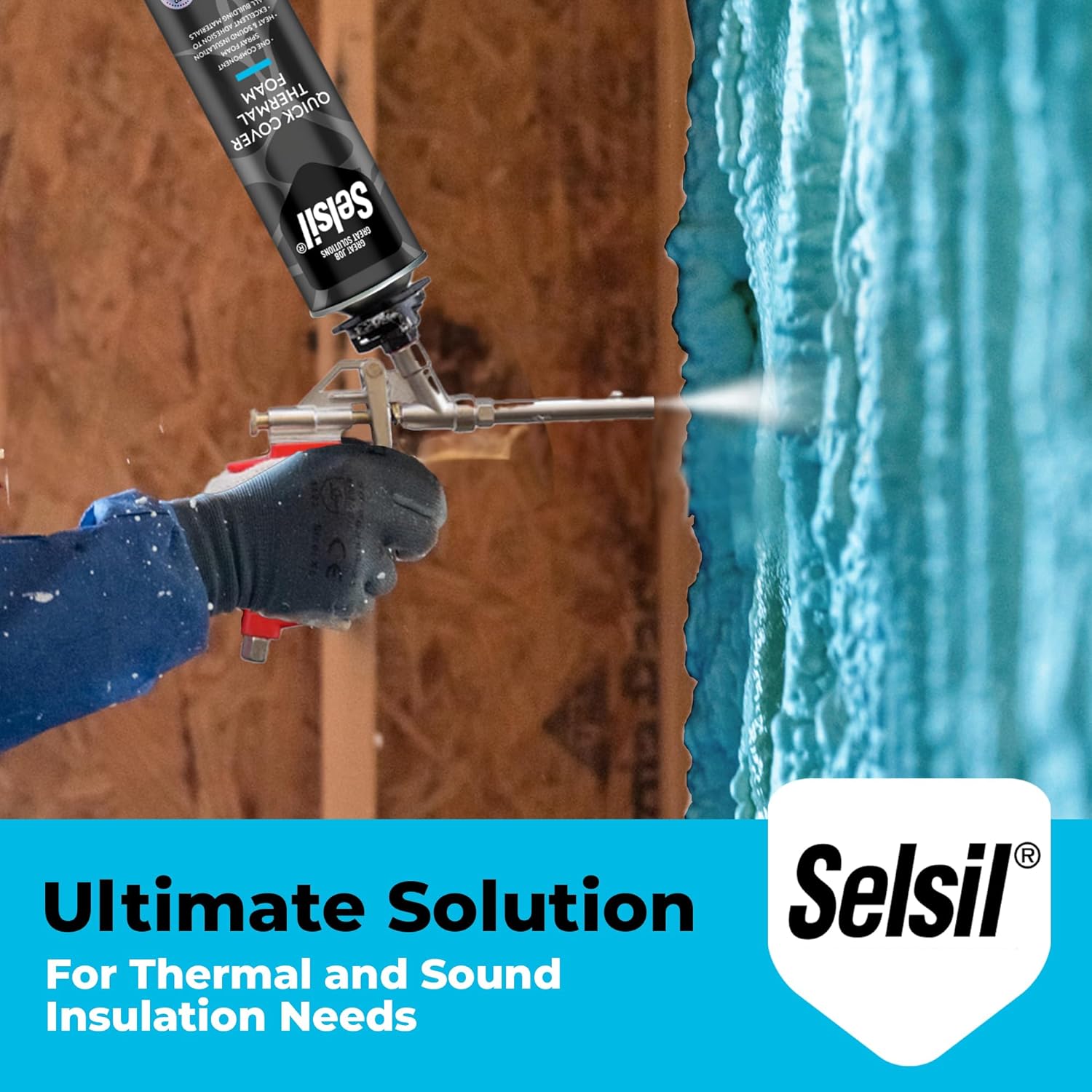Selsil Spray Foam Insulation (12 Pack) - Thermal & Sound Spray Insulation Foam in a Can for Walls, Roof, Hard-to-Reach Areas - Covers Up to 240 Board Feet, 25 oz x 12, Turquoise