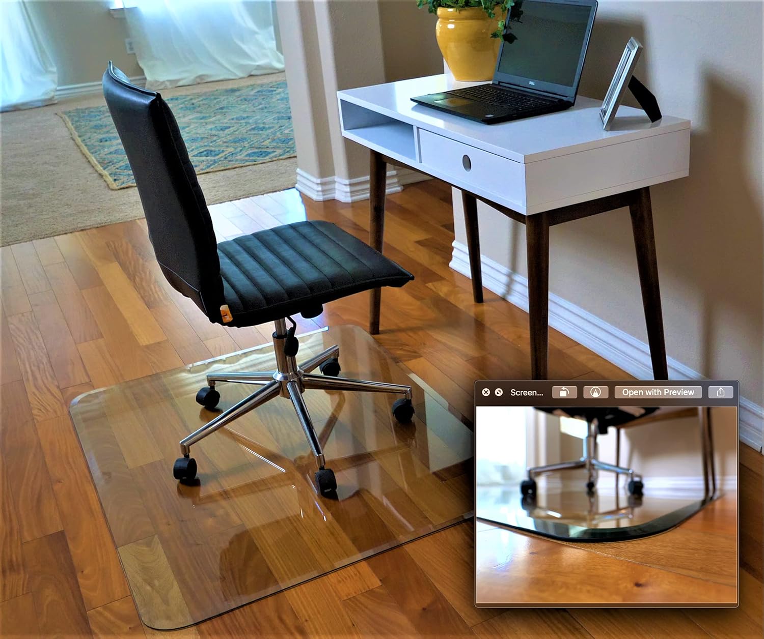 36�?x 46�?Glass Chair Mat with Exclusive Beveled Edge by Clearly Innovative, 1/4�?Thick Clear Tempered Glass with Easy Roll Edges | Protect Your Home or Office Floor | Perfect for Hardwood or Carpet