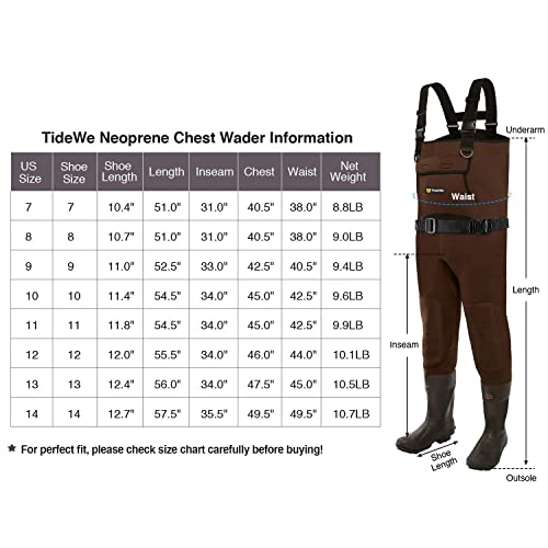 TIDEWE Neoprene Waders, Cleated Bootfoot Men Chest Waders, Waterproof Fishing & Hunting Neoprene Chest Waders