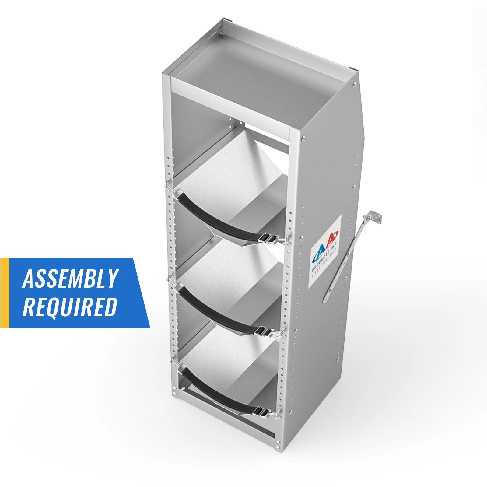 TR-3-46 Refrigerant Tank Rack Steel Freon Tank Holder Rack Shelving Storage with Top Shelf for Cargo Van, 46" H x 14.7" W x 13" D