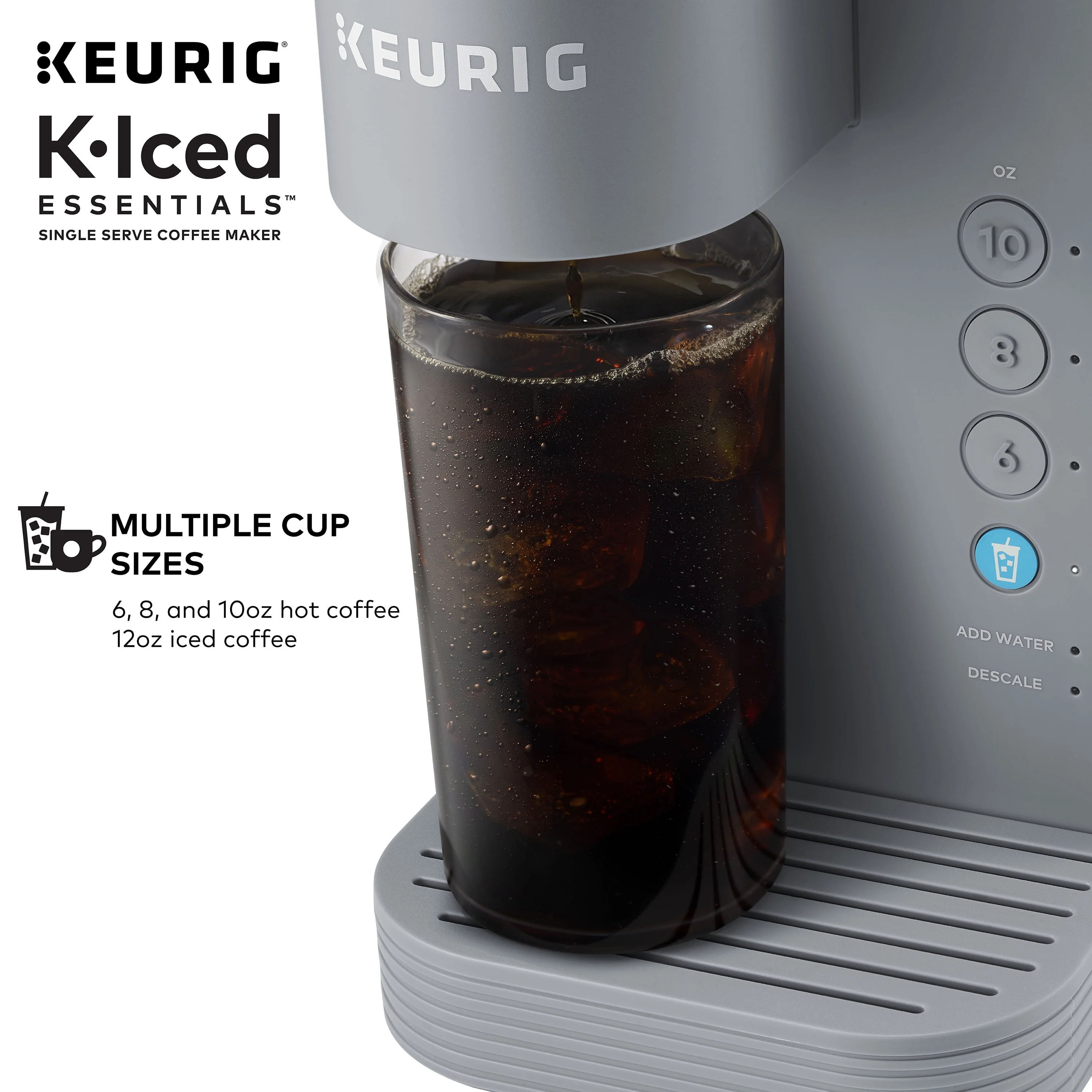 Keurig K-Iced Essentials Gray Iced and Hot Single-Serve K-Cup Pod Coffee Maker