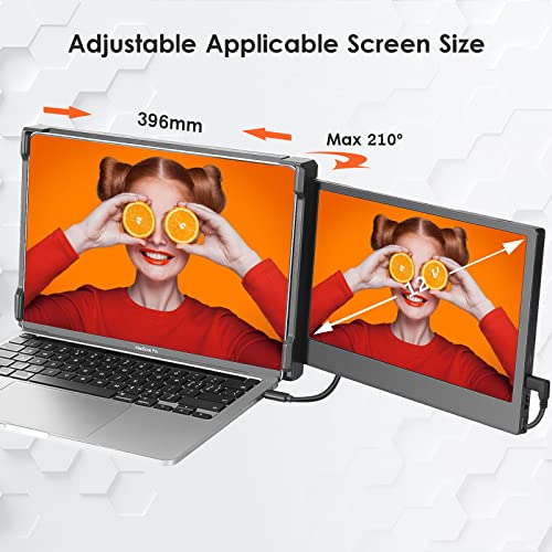Laptop Screen Extender, 15.6" Portable Monitor for Laptop with 120% sRGB, FHD IPS & USB to HDMI Hub & 235° Rotation, Triple Monitor Extender Plug & Play Fits for All Laptops (Mac/Win/Android)