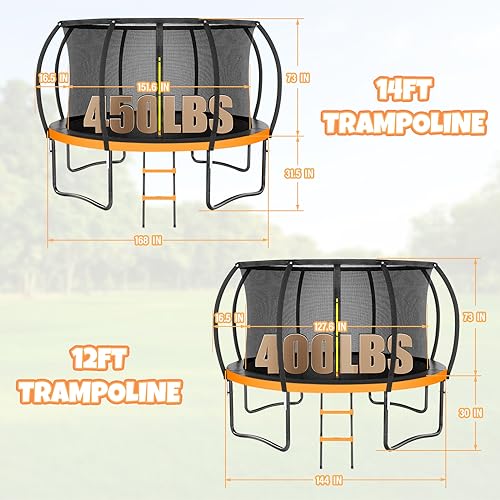 12FT 14FT Trampoline, Outdoor Trampolines for Kids and Adults,