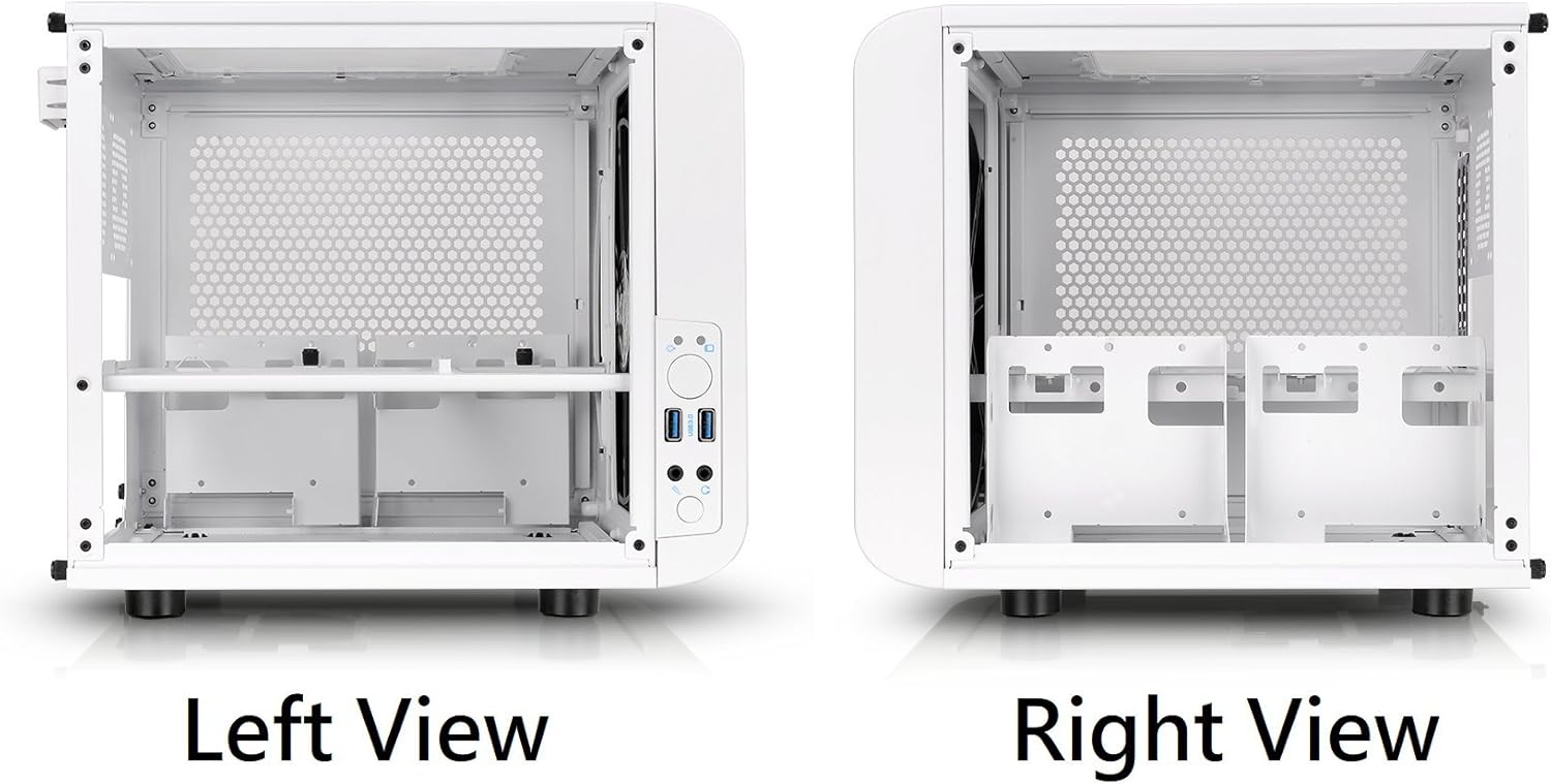 Thermaltake Core V1 Snow Edition SPCC Mini ITX Cube Computer Chassis CA-1B8-00S6WN-01, White