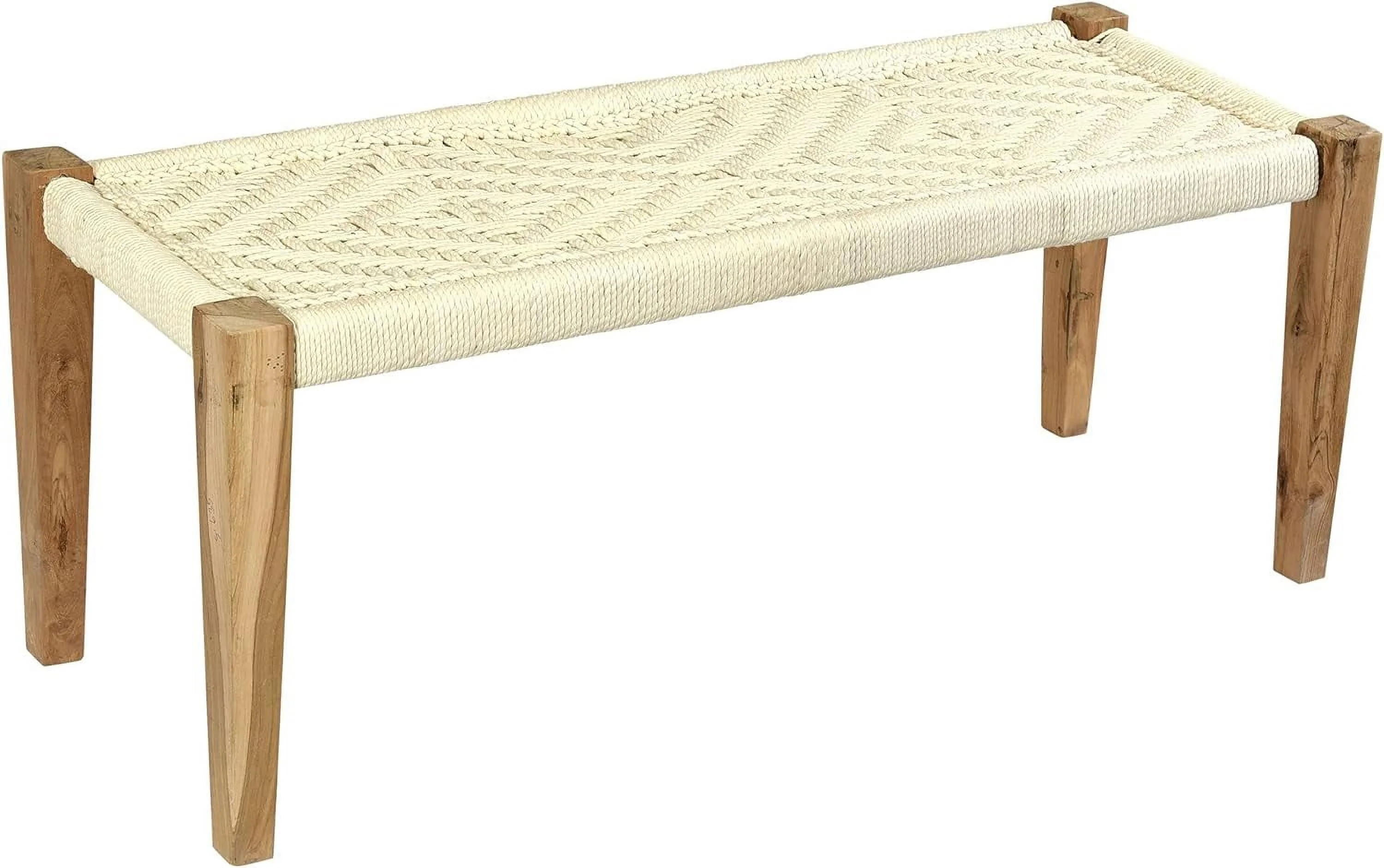 Bengal Manor Wood And Jute Yarn Bench Household Furniture