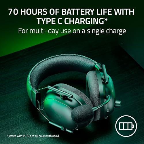 Razer BlackShark V2 Pro Wireless Xbox Gaming Headset: 50mm Drivers - Super Wideband Mic - Noise Isolating Earcups - for Xbox, PS5, Nintendo Switch 2, PC, Mac - Bluetooth, USB-C - 70hr Battery - Black