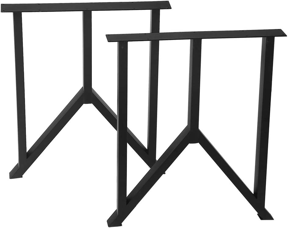 Metal Table Legs Cast Iron Dining Table Legs,28” Height 35” Wide Industrial Bench Legs Black Desk Legs,Rustic Heavy Duty DIY Furniture Legs,Square Tube Coffee Table Legs 2 PCS